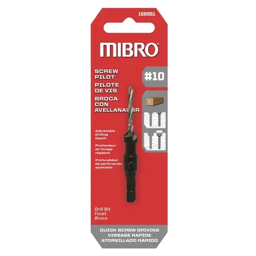 Pilot Drill Bit Mibro #10 Steel Screw Straight Shank Pilot Drill Bit Mibro #10 Steel Screw Straight Shank