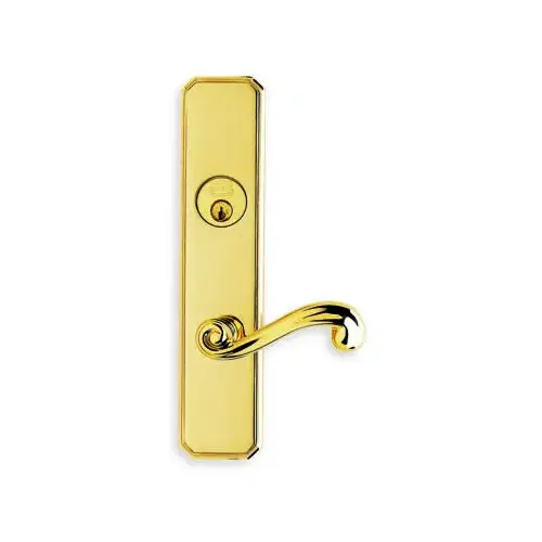 55 Lever and 11000 Plate 5-1/2" CTC 2-3/8" Backset Single Cylinder Deadbolt Tubular Lockset Bright Brass Finish