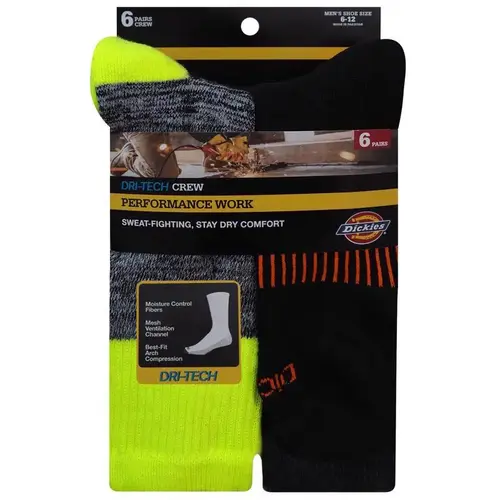 Crew Socks Dri-Tech Men's 6-12 Assorted Assorte - 2 per pack x2 packs