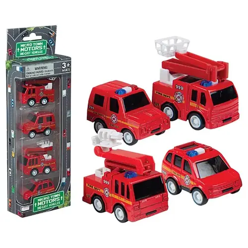 Fire Trucks Die-Cast Car Pack Red 4 pc Red - pack of 12 Fire Trucks Die-Cast Car Pack Red 4 pc Red - pack of 12