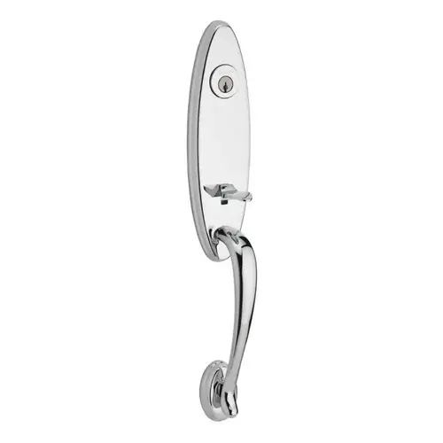 Double Cylinder Chesapeake Handleset with Right Hand Curve Lever and Traditional Arch Rose with Smartkey For Thick Door with 6AL Latch and Dual Strike Bright Chrome Finish Double Cylinder Chesapeake Handleset with Right Hand Curve Lever and Traditional Arch Rose with Smartkey For Thick Door with 6AL Latch and Dual Strike Bright Chrome Finish