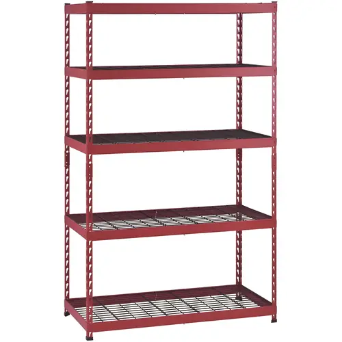 5-Shelf Steel Heavy-Duty Garage Storage Shelving Unit In Red Powder-Coated