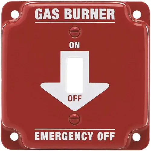 2 Gang Emergency Gas Burner Wall Plate, 1 Toggle, Red 2 Gang Emergency Gas Burner Wall Plate, 1 Toggle, Red