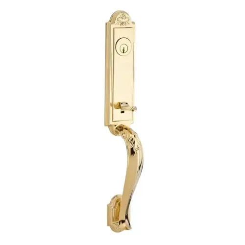 Double Cylinder Elizabeth Handleset with Round Knob and Traditional Round Rose with Smartkey For Thick Door with 6AL Latch and Dual Strike Lifetime Brass Finish