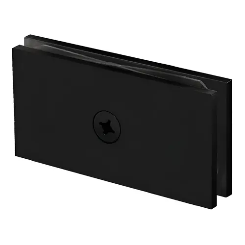 Square 180 Degree Glass Clamp with 1 Hole, Brass Material, 4" Overall Width, 2" Overall Height, Matte Black Finish