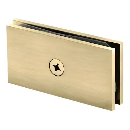 Square 180 Degree Glass Clamp with 1 Hole, Brass Material, 4" Overall Width, 2" Overall Height, Satin Brass Finish