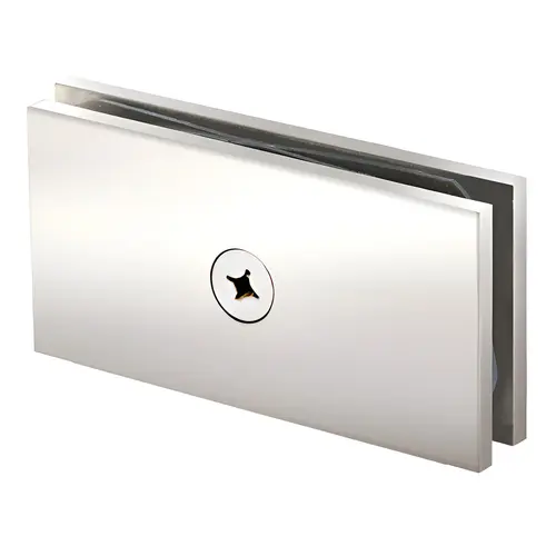Square 180 Degree Glass-to-Glass Clamp with 1 Hole, Brass Material, 4" Width, 2" Height, Polished Nickel Finish