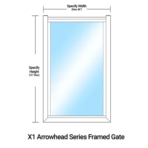 X1 Arrowhead Series Framed Gate with Sash for 1/4" Glass - Matte Black