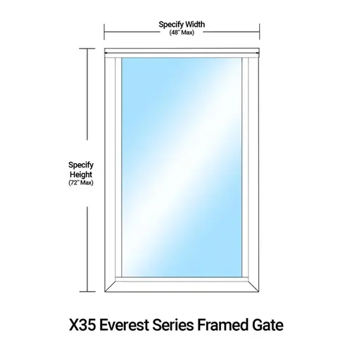 X35 Everest Series Framed Gate with Sash for 1/4" Glass - Dark Bronze
