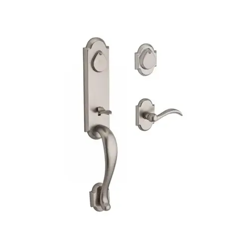 Double Cylinder Kodiak Handleset with Right Hand Arch Lever and Rustic Arch Rose with 6AL Latch and Dual Strike White Bronze Finish Double Cylinder Kodiak Handleset with Right Hand Arch Lever and Rustic Arch Rose with 6AL Latch and Dual Strike White Bronze Finish