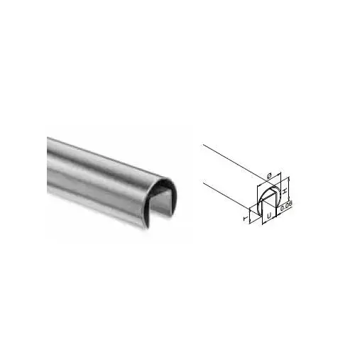 Round Cap Rail Tube 1.66" Diameter - 20' Long - Brushed Stainless