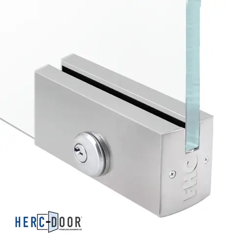 2-1/2" Square 9-1/2" Patch Rail With Lock For 3/8" Glass - Satin Anodized 2-1/2" Square 9-1/2" Patch Rail With Lock For 3/8" Glass - Satin Anodized