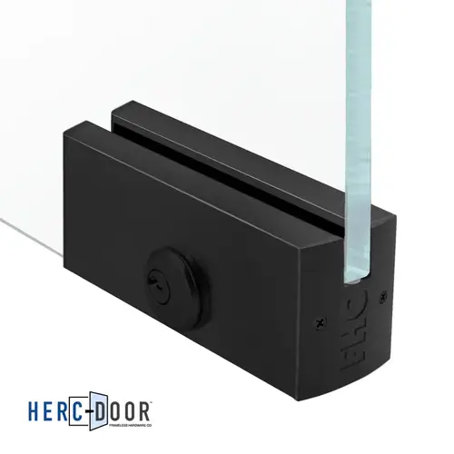 2-1/2" Square 12" Patch Rail With Lock For 3/4" Glass - Matte Black 2-1/2" Square 12" Patch Rail With Lock For 3/4" Glass - Matte Black