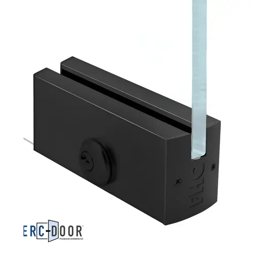 2-1/2" Square 12" Patch Rail With Lock For 5/8" Glass - Matte Black 2-1/2" Square 12" Patch Rail With Lock For 5/8" Glass - Matte Black