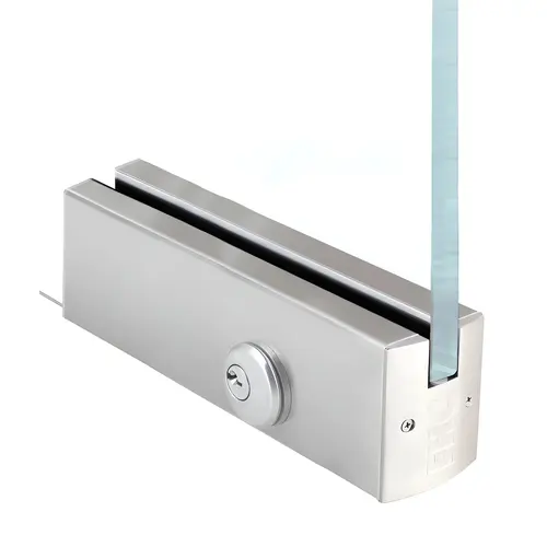 2-1/2" Square 12" Patch Rail With Lock For 5/8" Glass - Brushed Stainless 2-1/2" Square 12" Patch Rail With Lock For 5/8" Glass - Brushed Stainless