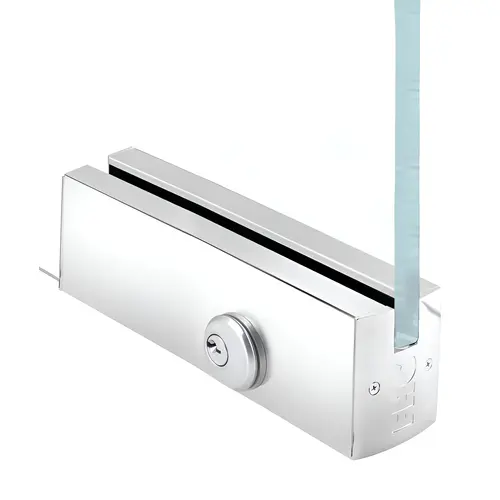 2-1/2" Square 12" Patch Rail With Lock For 5/8" Glass - Polished Stainless 2-1/2" Square 12" Patch Rail With Lock For 5/8" Glass - Polished Stainless