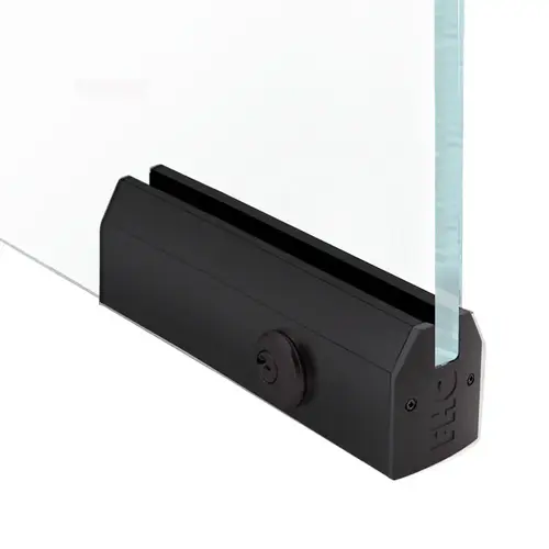 2-1/2" Tapered 12" Patch Rail With Lock For 3/4" Glass - Dark Bronze Anodized 2-1/2" Tapered 12" Patch Rail With Lock For 3/4" Glass - Dark Bronze Anodized