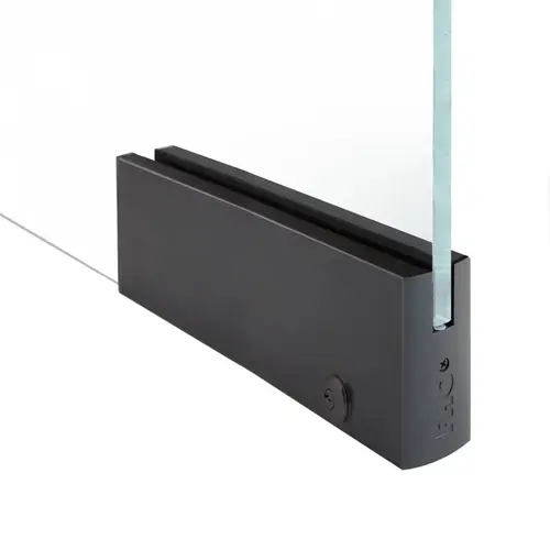 4" Square 12" Patch Rail With Lock For 5/8" Glass - Dark Bronze Anodized 4" Square 12" Patch Rail With Lock For 5/8" Glass - Dark Bronze Anodized