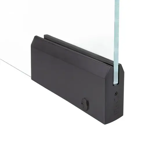 4" Tapered 12" Patch Rail With Lock For 5/8" Glass - Dark Bronze Anodized 4" Tapered 12" Patch Rail With Lock For 5/8" Glass - Dark Bronze Anodized
