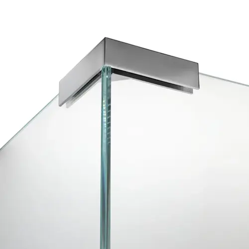 Stabilizer Bracket 90 Degree Sleeve-Over Bracket, Brass Material, 3/8" to 1/2" Glazing Thickness, Polished Chrome Finish