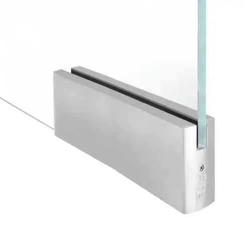 4" Square 12" Patch Rail Without Lock For 3/4" Glass - Brushed Stainless 4" Square 12" Patch Rail Without Lock For 3/4" Glass - Brushed Stainless
