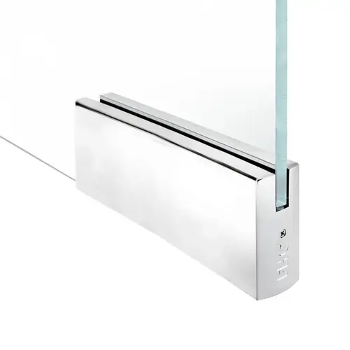 4" Square 12" Patch Rail Without Lock For 5/8" Glass - Polished Stainless 4" Square 12" Patch Rail Without Lock For 5/8" Glass - Polished Stainless