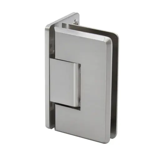 Preston Series Wall Mount Hinge, Brass and Stainless Steel Material, Offset Back Plate, 3/8" to 1/2" Glazing Thickness, Brushed Nickel Finish