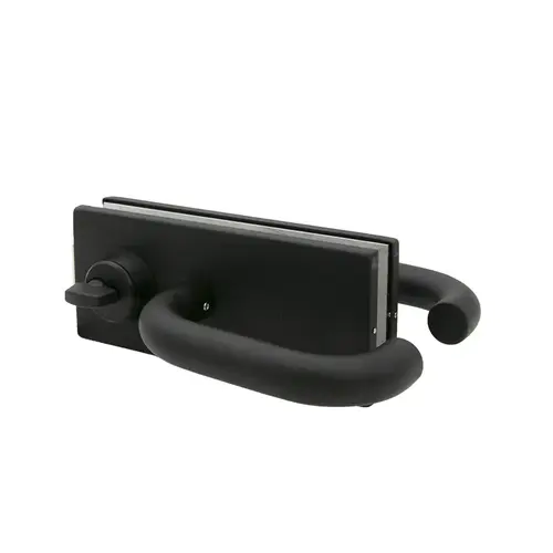 NPF Glass Mounted Lever Latch with Lock/Thumbturn and Tubular Handles - Matte Black Finish