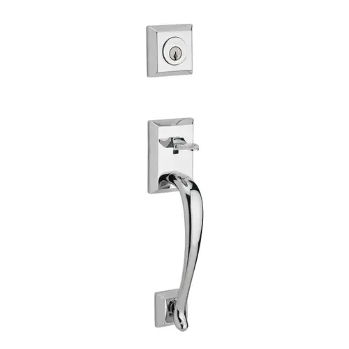 Double Cylinder Napa Handleset with Ellipse Knob Traditional Arch Rose with Smartkey For Thick Door with 6AL Latch and Dual Strike Bright Chrome Finish Double Cylinder Napa Handleset with Ellipse Knob Traditional Arch Rose with Smartkey For Thick Door with 6AL Latch and Dual Strike Bright Chrome Finish