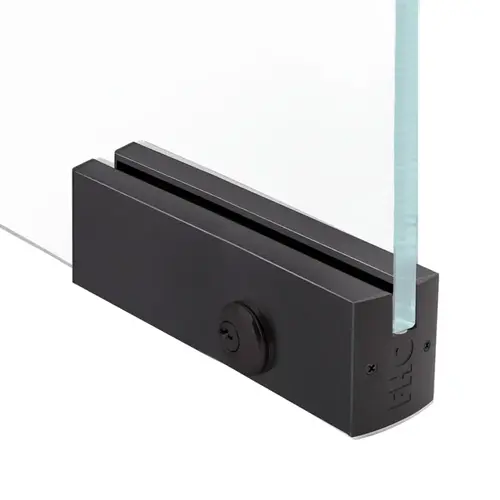 2-1/2" Square 12" Patch Rail With Lock For 3/4" Glass - Dark Bronze Anodized 2-1/2" Square 12" Patch Rail With Lock For 3/4" Glass - Dark Bronze Anodized