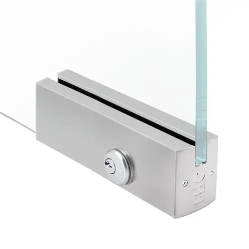 2-1/2" Square 12" Patch Rail With Lock For 3/4" Glass - Satin Anodized 2-1/2" Square 12" Patch Rail With Lock For 3/4" Glass - Satin Anodized