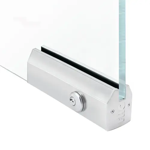 2-1/2" Tapered 12" Patch Rail With Lock For 3/4" Glass - Satin Anodized 2-1/2" Tapered 12" Patch Rail With Lock For 3/4" Glass - Satin Anodized