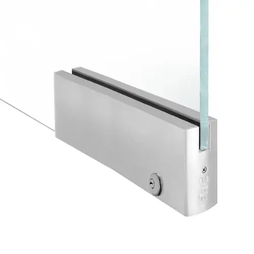 4" Square 12" Patch Rail With Lock For 3/4" Glass - Brushed Stainless 4" Square 12" Patch Rail With Lock For 3/4" Glass - Brushed Stainless