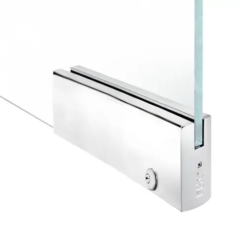 4" Square 12" Patch Rail With Lock For 5/8" Glass - Polished Stainless 4" Square 12" Patch Rail With Lock For 5/8" Glass - Polished Stainless