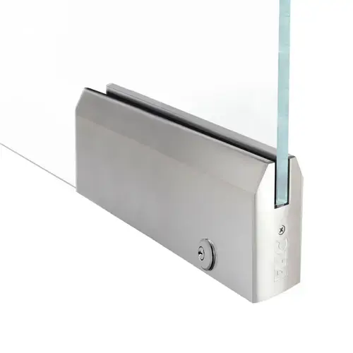 4" Tapered 12" Patch Rail With Lock For 5/8" Glass - Brushed Stainless 4" Tapered 12" Patch Rail With Lock For 5/8" Glass - Brushed Stainless