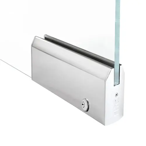 4" Tapered 12" Patch Rail With Lock For 5/8" Glass - Polished Stainless 4" Tapered 12" Patch Rail With Lock For 5/8" Glass - Polished Stainless