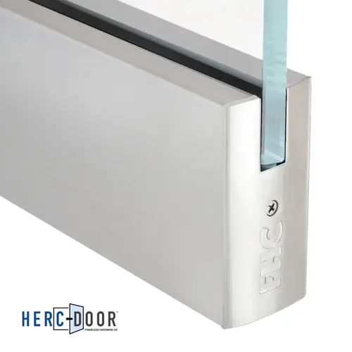 4" Square Door Rail 35-3/4" Without Lock - 1/2" Glass - Brushed Stainless