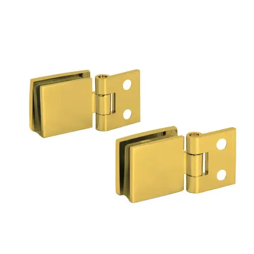 Single Swing Wall-to-Glass Hinges for 1/4" to 5/16" Glass - Polished Brass - pack of 2