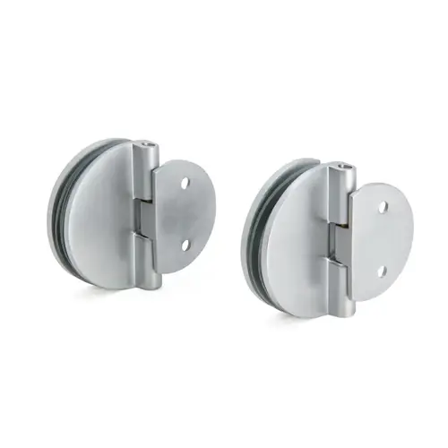 Half Round Series Hinges for 1/4" to 5/16" Glass - Satin Chrome - pack of 2 Half Round Series Hinges for 1/4" to 5/16" Glass - Satin Chrome - pack of 2