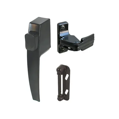 Screen And Storm Door Push Button Latch Set With Night Lock - Black Finish - Fits Doors 5/8" - 1-1/4" Thick (Single Pack) Screen And Storm Door Push Button Latch Set With Night Lock - Black Finish - Fits Doors 5/8" - 1-1/4" Thick (Single Pack)