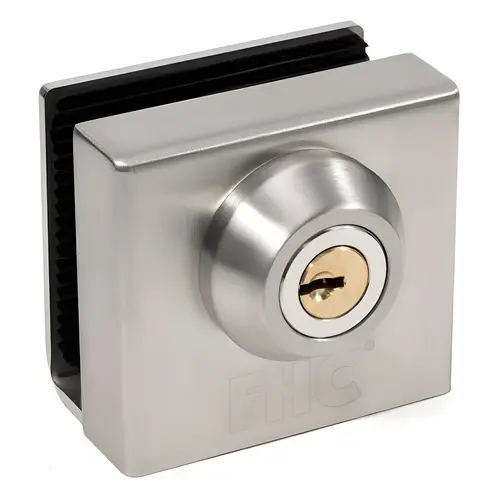 Slip-On Glass Door Lock for 1/2" Thick Glass - Brushed Stainless