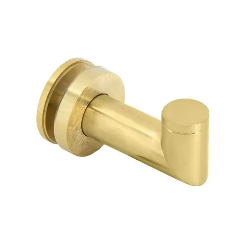 Mitered Thru-Glass Towel/Robe Hook for 3/8" and 1/2" Glass - Satin Brass