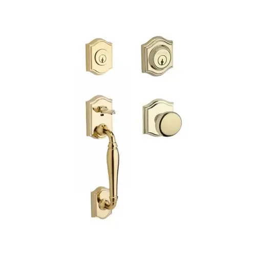 Double Cylinder Westcliff Handleset with Round Knob and Traditional Arch Rose For Thin Door with 6AL Latch and Dual Strike Lifetime Brass Finish Double Cylinder Westcliff Handleset with Round Knob and Traditional Arch Rose For Thin Door with 6AL Latch and Dual Strike Lifetime Brass Finish
