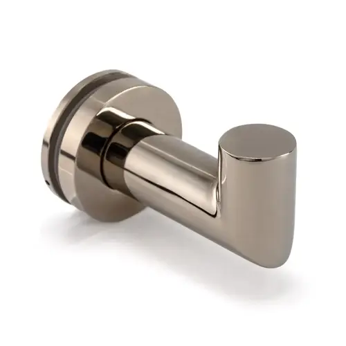 Mitered Thru-Glass Towel/Robe Hook for 3/8" and 1/2" Glass - Polished Nickel