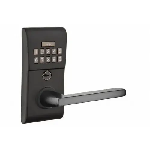 Helios Left Hand Modern Leverset Electronic Keypad Lock with Adjustable Latch Flat Black Finish Helios Left Hand Modern Leverset Electronic Keypad Lock with Adjustable Latch Flat Black Finish