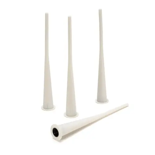 Flex 8" Sealant Nozzle, White Color, 4 Per Pack, Ridged Design For Hard To Reach Areas, Threaded Application, Caulking Tool Accessory