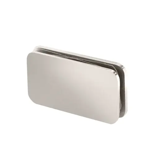 Square 180 Degree Glass Clamp, Brass Material, 1-3/4" Height, 3-1/4" Width, 3/8" To 1/2" Glazing Thickness, Polished Nickel Finish