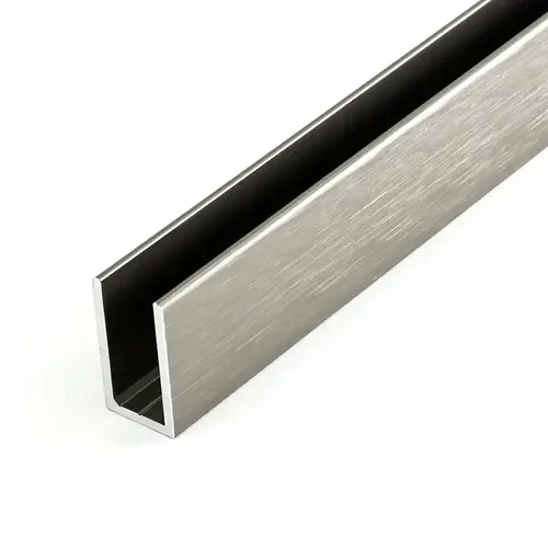 Classic U-Channel 1" Tall For 3/8" Glass - 95" Long - Brushed Nickel