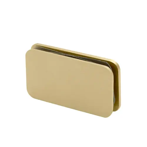 Square 180 Degree Glass Clamp, Brass Material, 1-3/4" Height, 3-1/4" Width, 3/8" To 1/2" Glazing Thickness, Satin Brass Finish