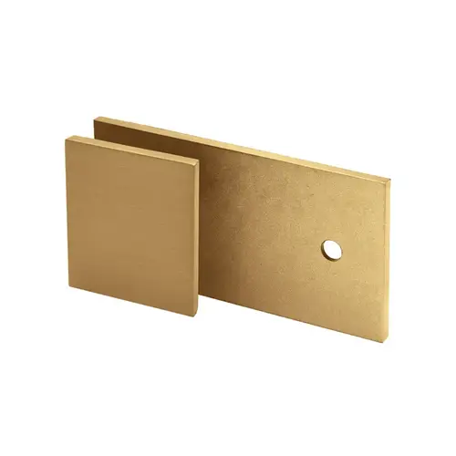 Square 'Y' Inline Glass Clamp for Fixed Panel, Brass Material, Wall to Glass Mounting, 3/8" to 1/2" Glazing Thickness, Satin Brass Finish